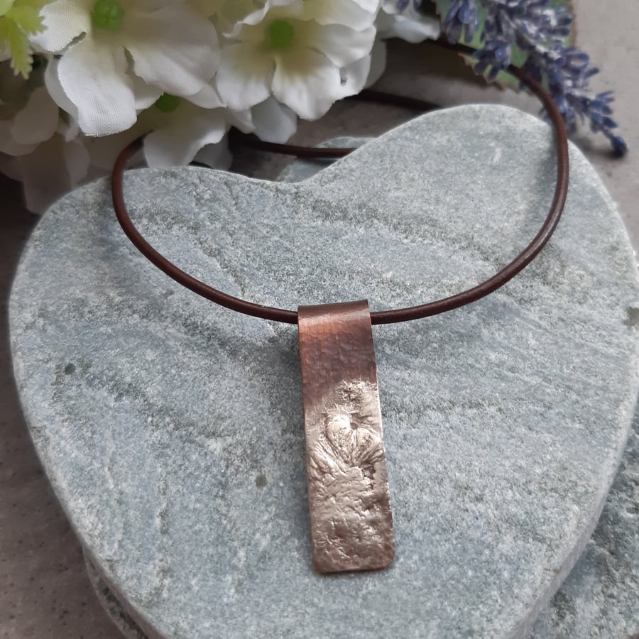 Oxidised Copper With Sterling Silver Bar Necklace Vintage Style