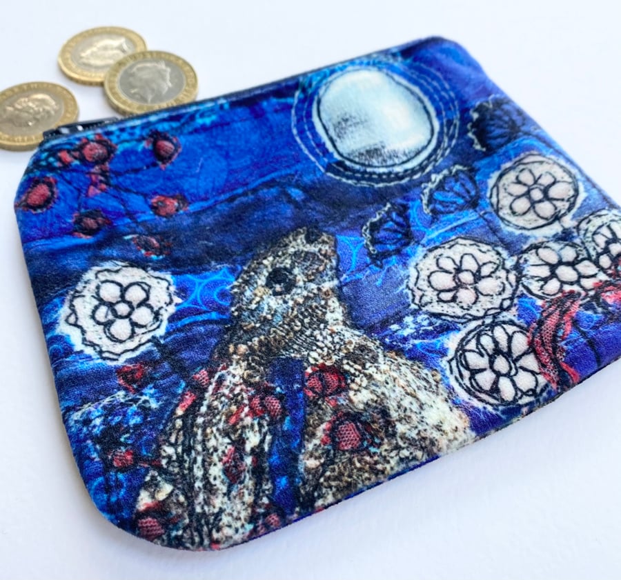 Velvet hare and moon coin purse, card holder, mobile phone bag, makeup bag. 