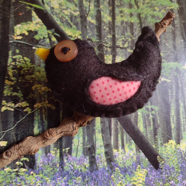 Felt and fabric Sweet Bird brooch 