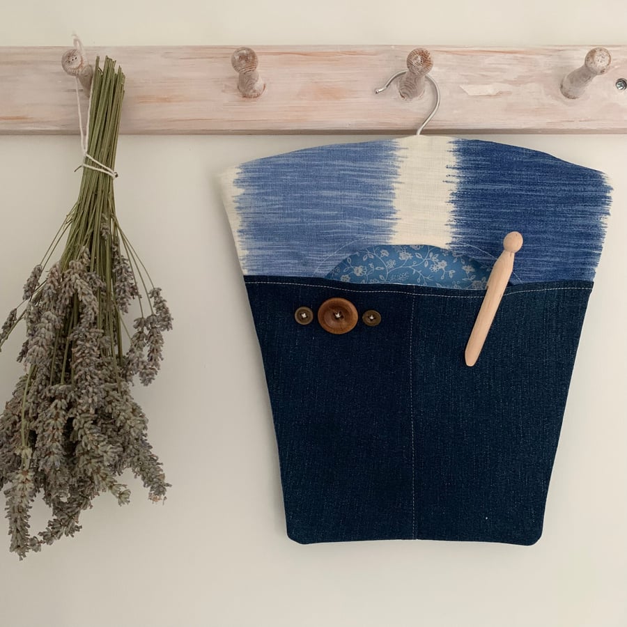 Stripe and denim peg bag