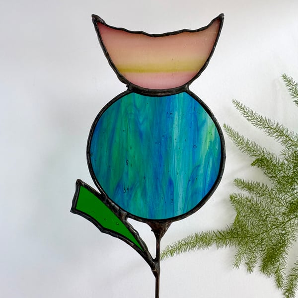 Stained glass everlasting Thistle stem, Wildflower stem, Scottish Thistle