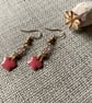 Flower earrings with gold star & pink crystal, SALE - Image 1