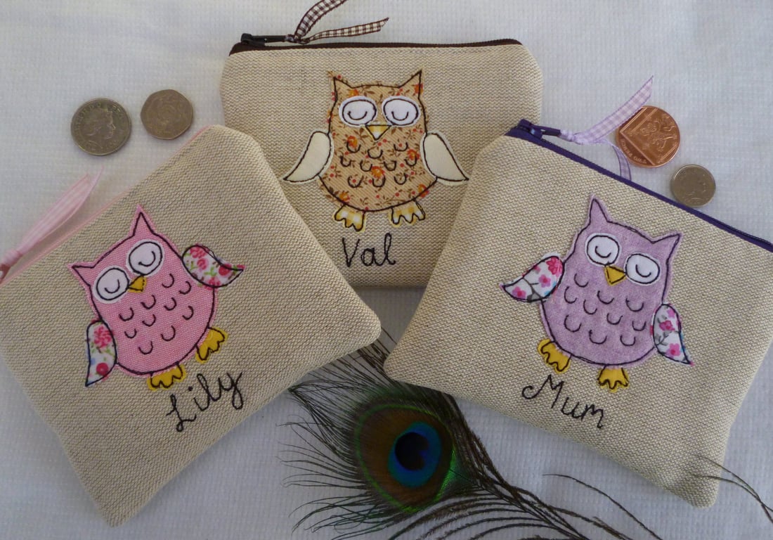 COwl Personalised Coin Purse - Handmade Custom Card Pouch or Wallet