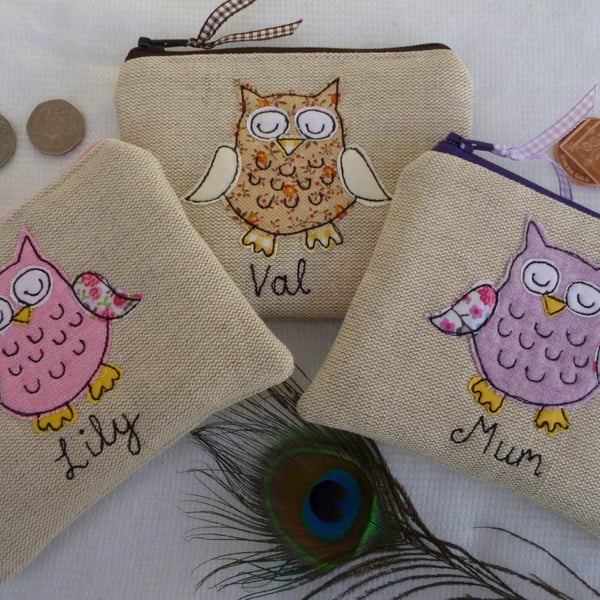 COwl Personalised Coin Purse - Handmade Custom Card Pouch or Wallet