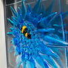 Fused glass cornflower with bee picture.