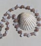 Strawberry & Clear Quartz Gemstone Statement Beaded Necklace "Strawberry Ice" - Image 1