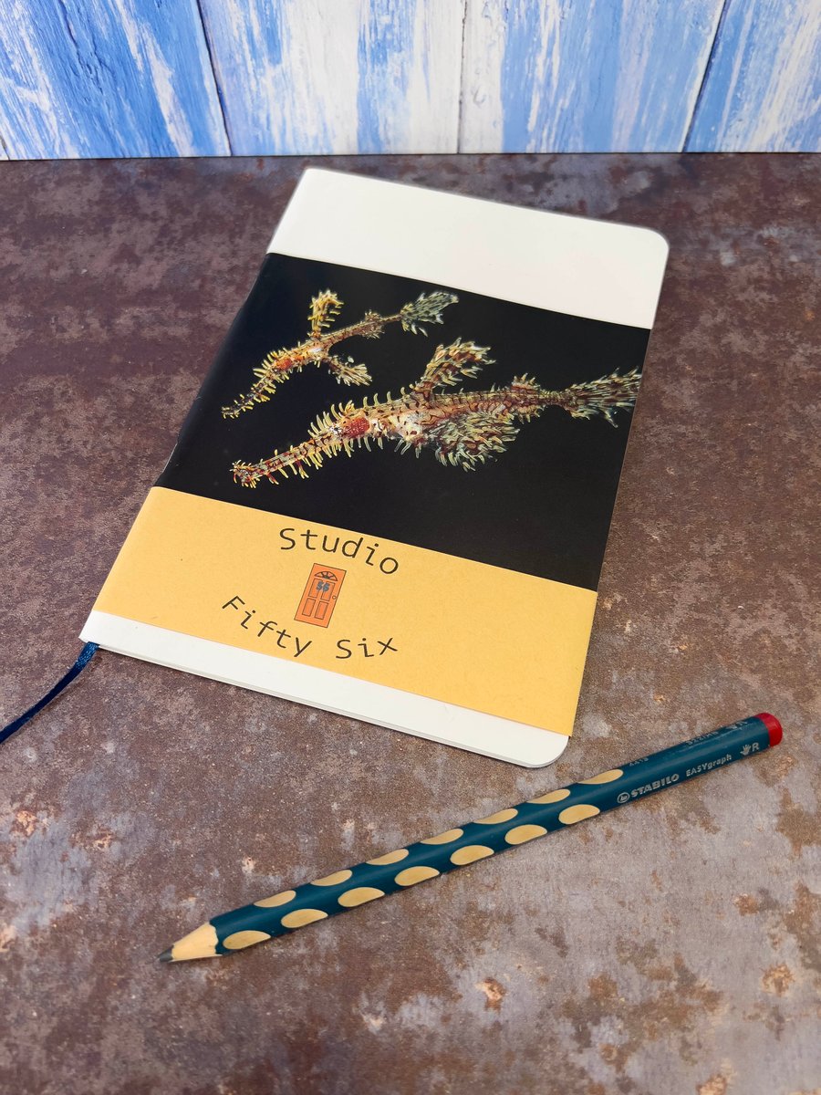 Notebook, Marine themed, A5 (ish), made from up-cycled and recycled materials.