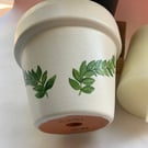 Customisable Hand Painted Plant Pot - Ivory Base With Decorative Foliage
