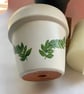 Customisable Hand Painted Plant Pot - Ivory Base With Decorative Foliage - Image 1