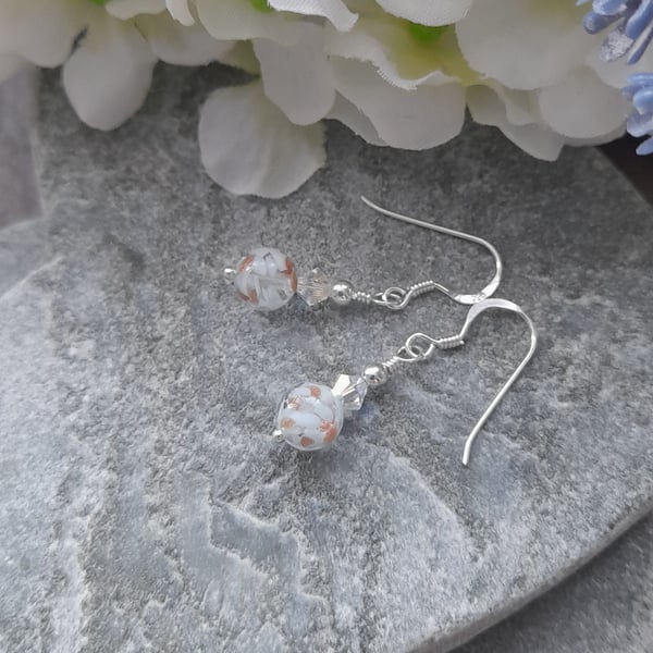 Sterling Silver Murano Glass Pale Blue Earrings