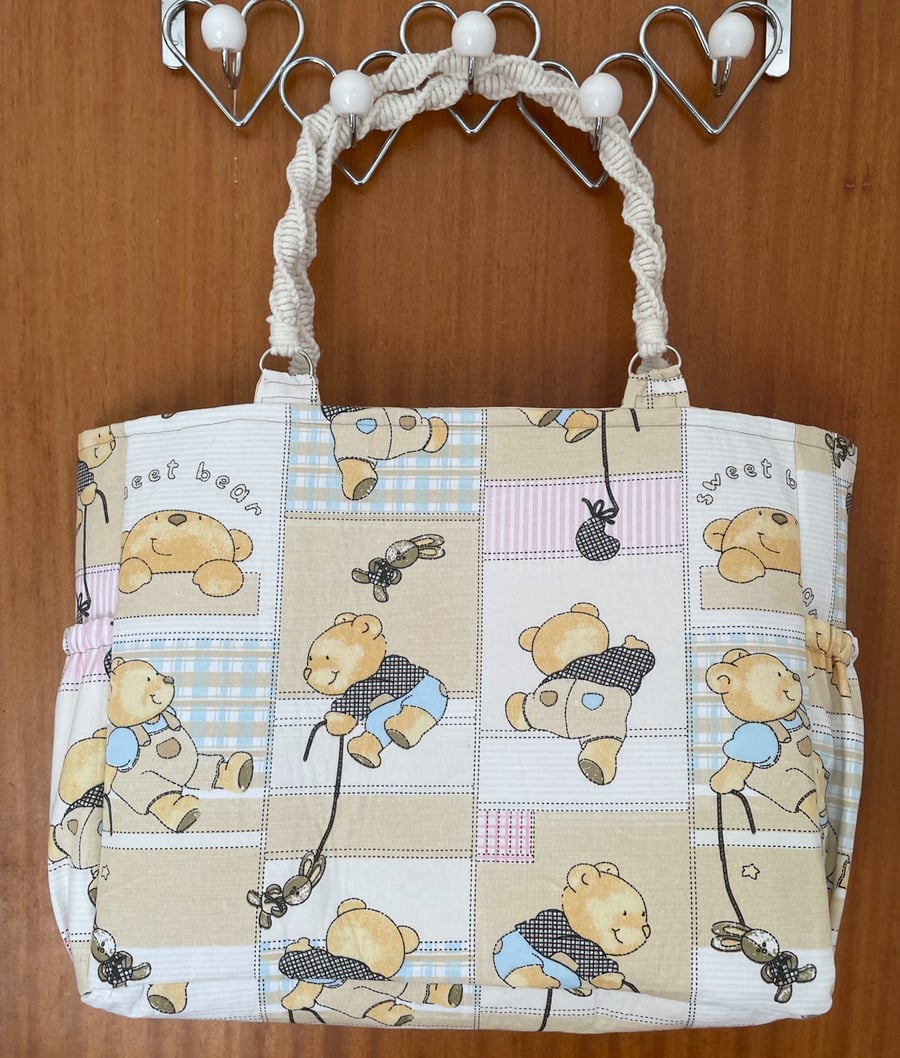 A handmade mums bag for changing to toddler