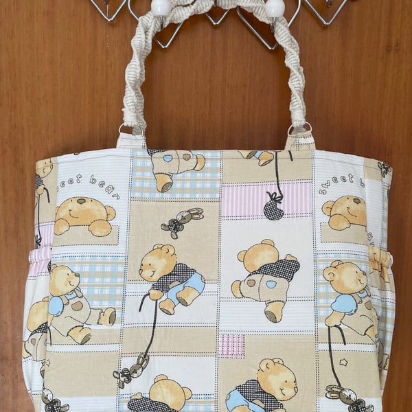 A handmade mums bag for changing to toddler