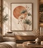 Minimalist Lotus Wall Art - Terracotta Zen Print (Physical Print)