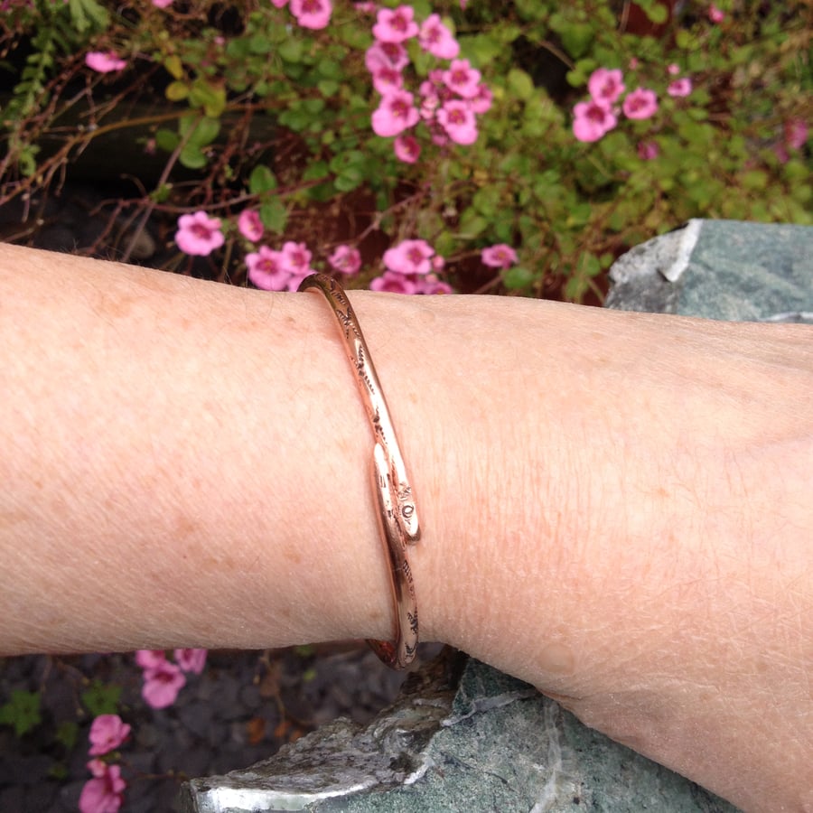 Copper snake bangle medium