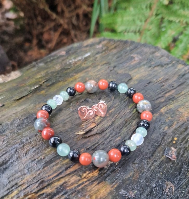 Aries Zodiac bracelet and earrings gift set