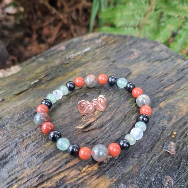 Aries Zodiac bracelet and earrings gift set