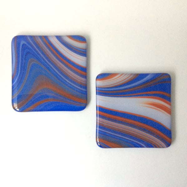 Swirled blue coasters  (0485)