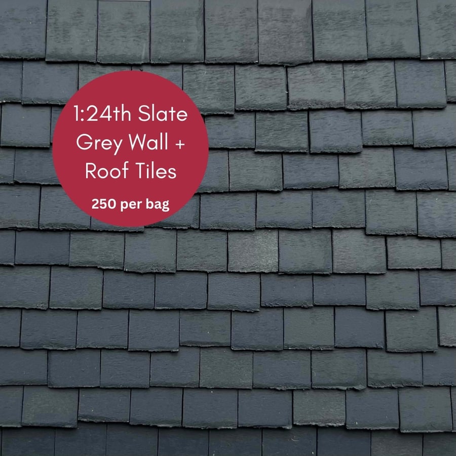 1:24th Scale Miniature Doll house Roof Tiles Slates Slate Grey, 250 per bag 