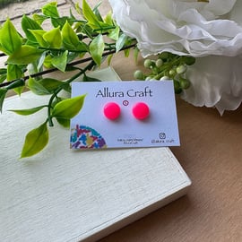 Neon Pink Circle Studs