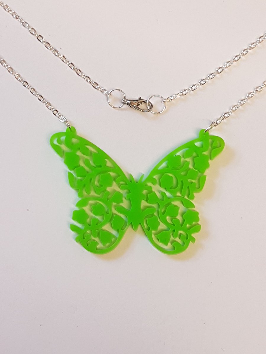 Detailed Butterfly Necklace - Acrylic