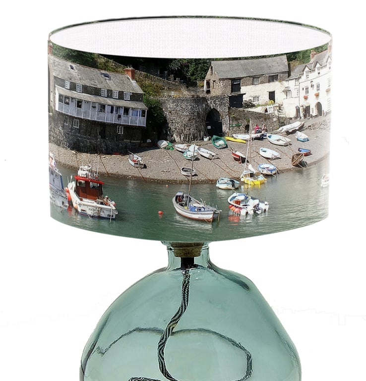 Photographic Lampshade, Clovelly, Devon, Coastal Lamp Shade, seaside lamp