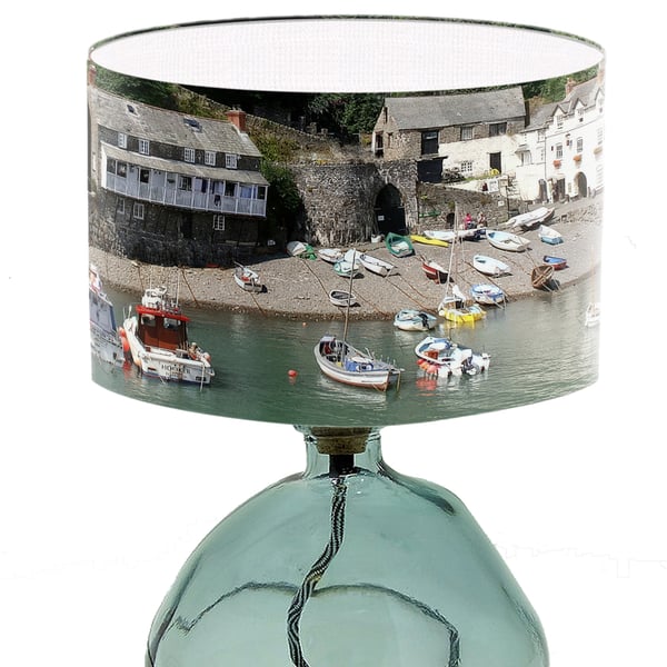 Photographic Lampshade, Clovelly, Devon, Coastal Lamp Shade, seaside lamp