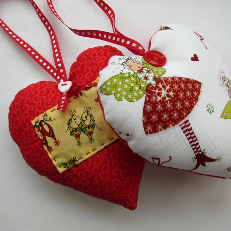 Christmas Fairy Heart - Hanging Decoration - Reversible
