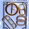 4 Vintage Gold Metal Buckles