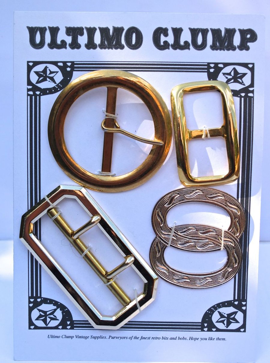 4 Vintage Gold Metal Buckles