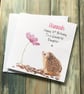 Hedgehog Personalised Birthday Card for Her Cute Pink Floral Happy Birthday Card - Image 1