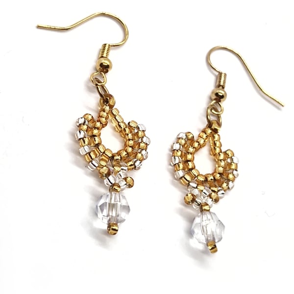 Gold and silver ethnic inspired boho beaded dangle earrings