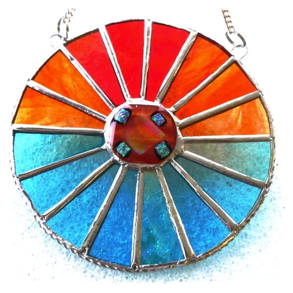 Sunset Sea Colourwheel Suncatcher Stained Glass Handmade 