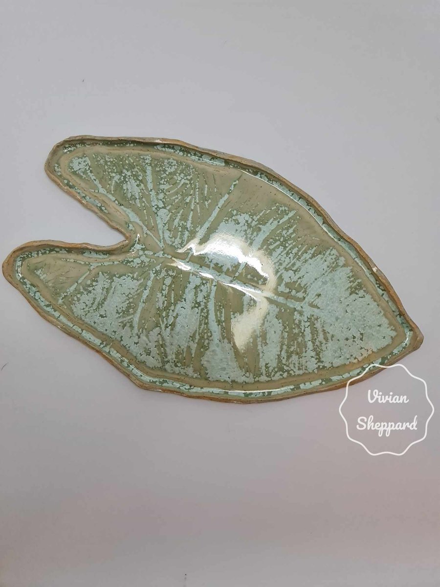 Ceramic Pottery Alocasia Frydek leaf Tray