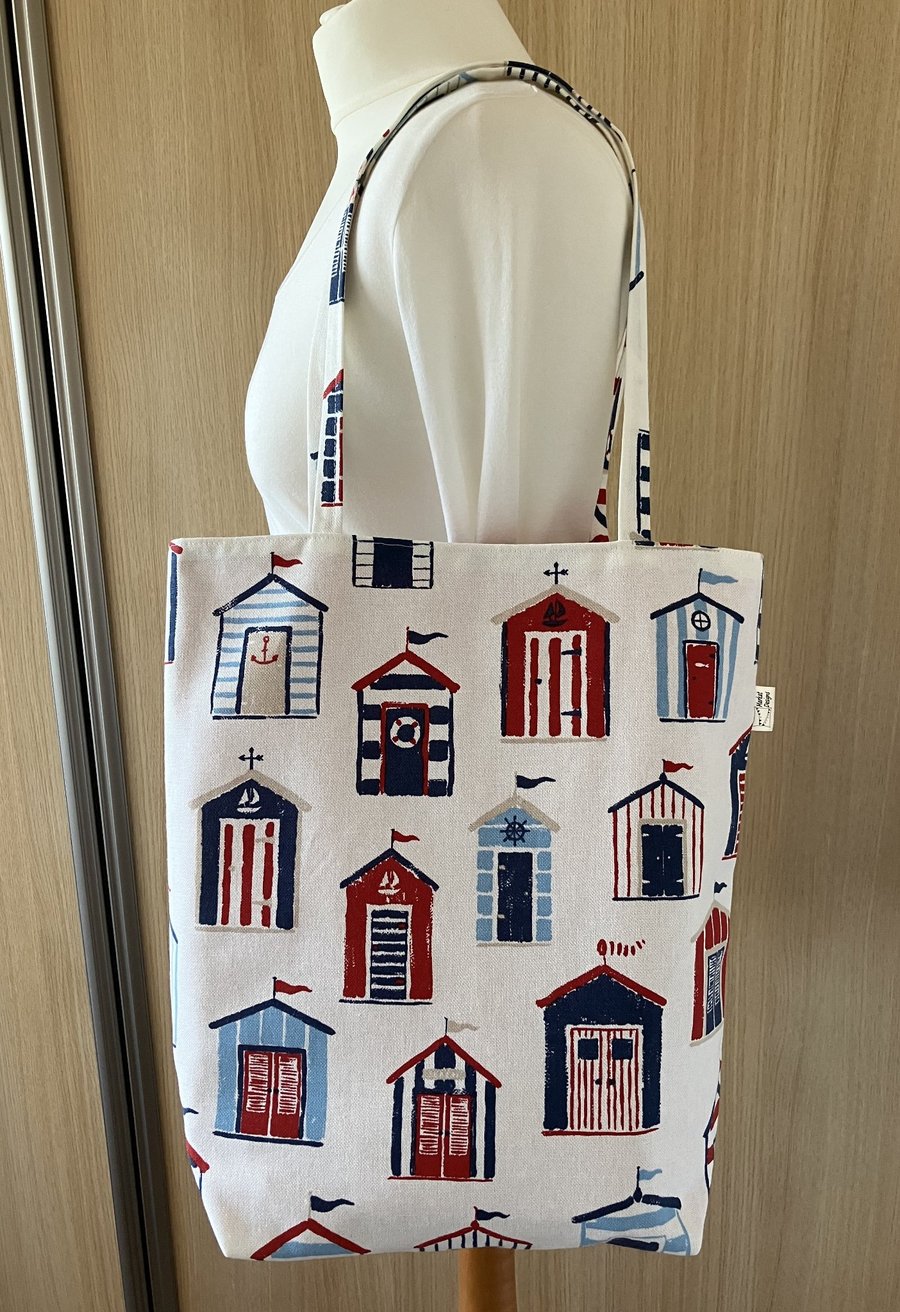 Beach Huts Tote Bag, Handmade in the UK