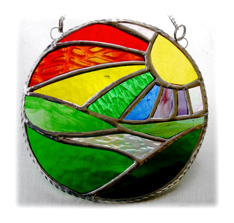 New Day Stained Glass Suncatcher Handmade Rainbow Ring 016