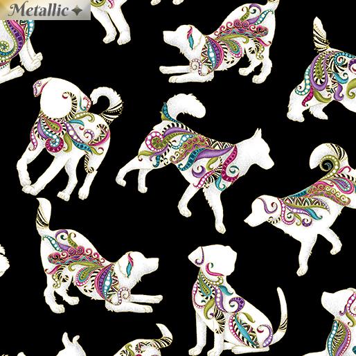 Dog On It - Hot Diggity black multi - Benartex 