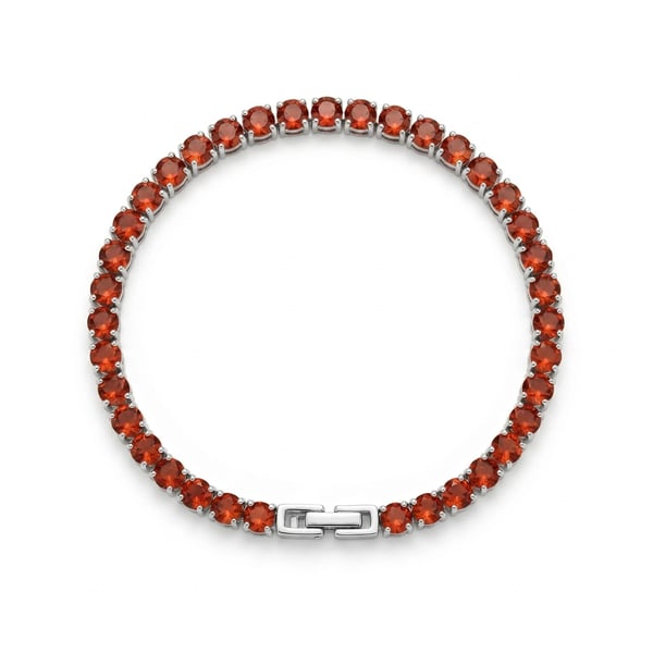 Hypoallergenic 316L Stainless Steel Red 5A Zircon Tennis Bracelet