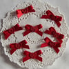 8 Red Heart Ribbon Bows