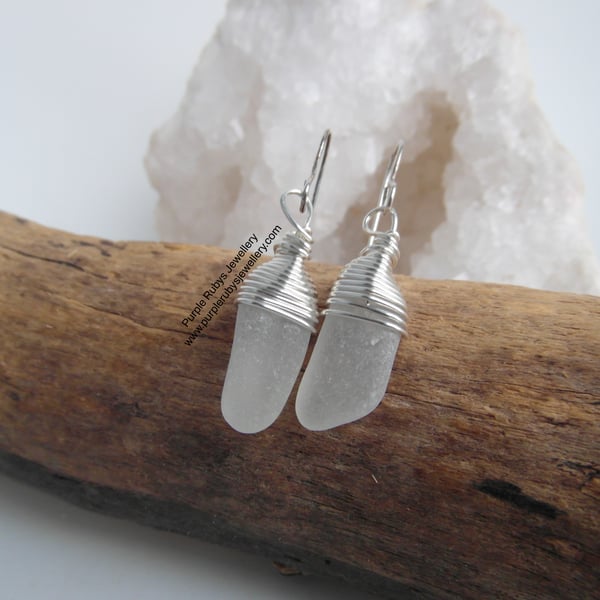 White Cornish Mermaid Tear Earrings, Sterling Silver E513