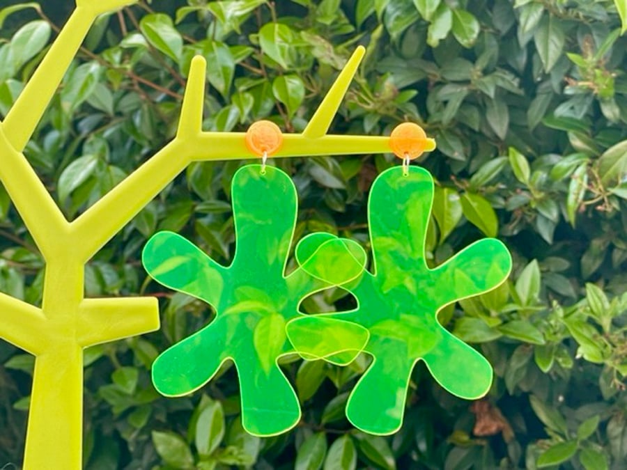 NEON EXTRA LARGE EARRINGS festival Y2K green orange pushback stud cool