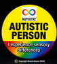 Autistic Person, 2.25" diameter button badge with pin on back.