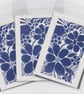 Blue Flowers - Mini Linocut A6 Print  - Image 2