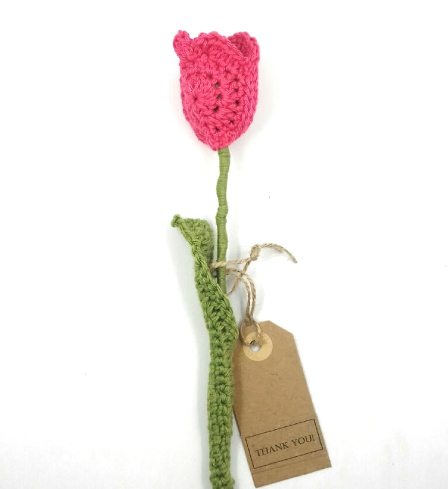 Crochet Tulip Bright Pink.