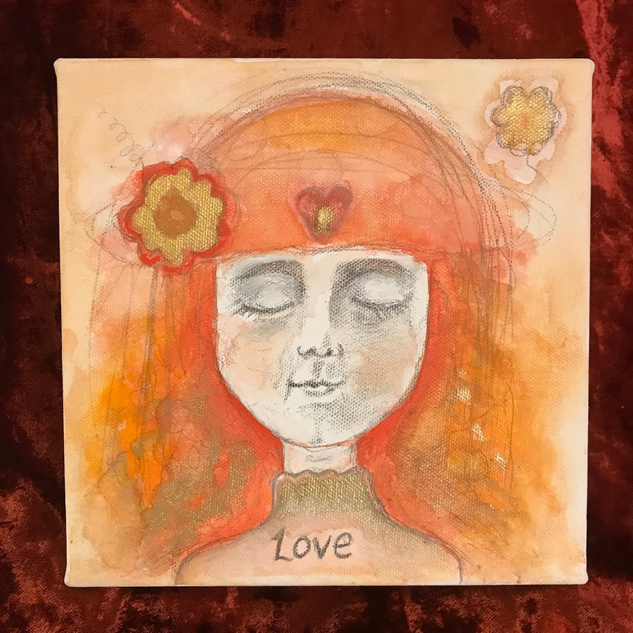 SALE! Original 8" painted canvas  "Love"