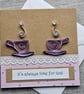 Quilled Tea Cups Square Blank Card 5 " x 5" Handmade ans Unique - Image 2