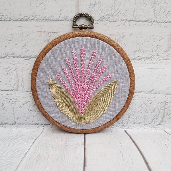 Lavender Hand Embroidery Hoop, Pink Lavender Embroidery, Flower Embroidery