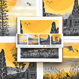 Summer Sunshine Pack of 4 Greeting Cards