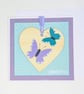 Handmade card with detachable butterflies wooden heart decoration keepsake  - Image 4