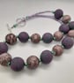 Elegant mauve and green polymer clay necklace - Image 3