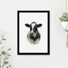 Friesian Dairy Cow Watercolour Print - A5 to A3 Giclee Print (Unframed)